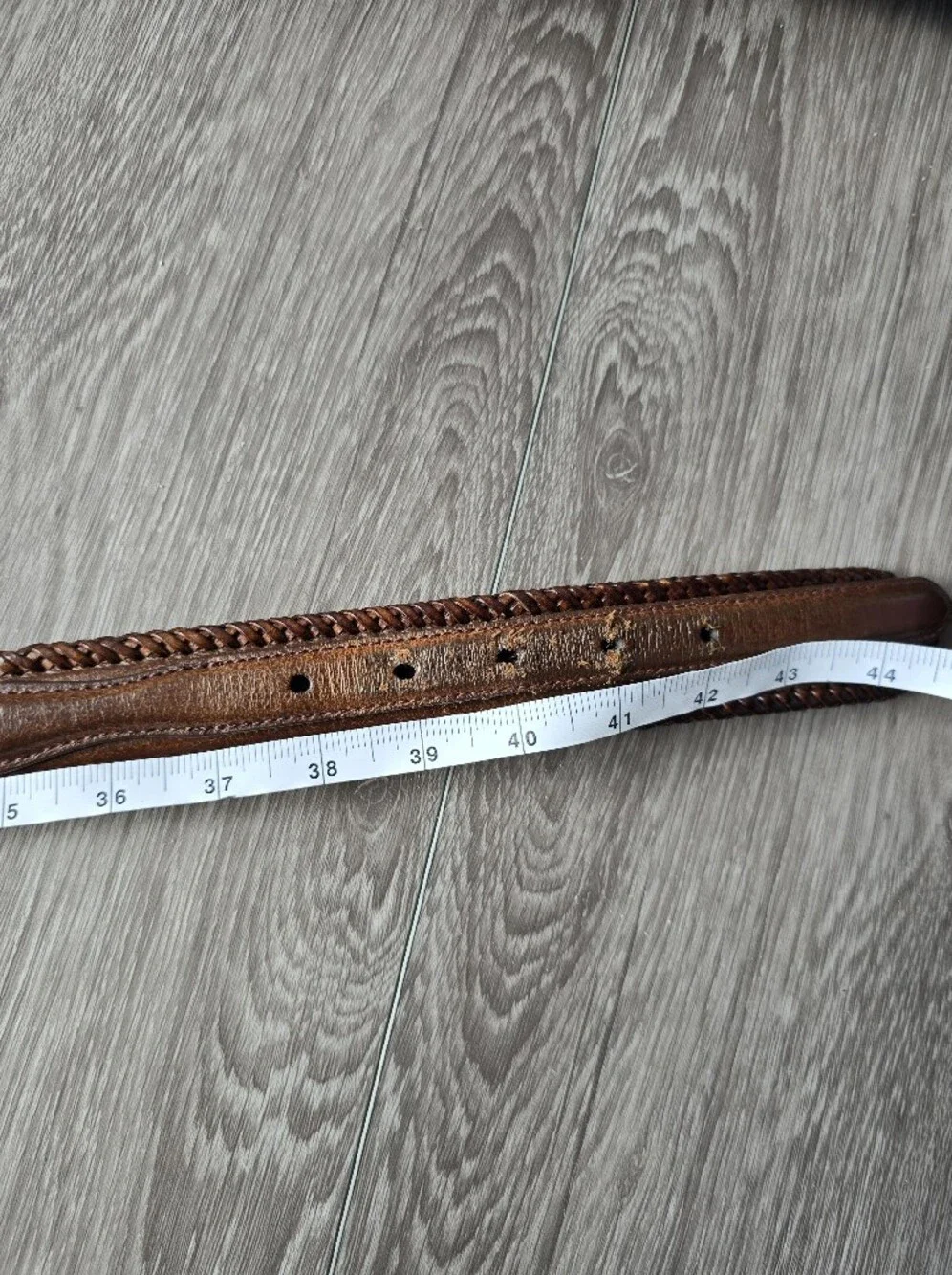 Wrangler Western Belt Mens 40 Brown Genuine Leather Braided Rope Silver Buckle